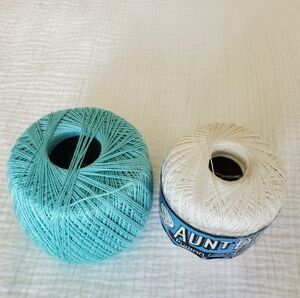 BUNDLE ONLY ITEM Crochet Cotton Thread Set - Aqua & White
